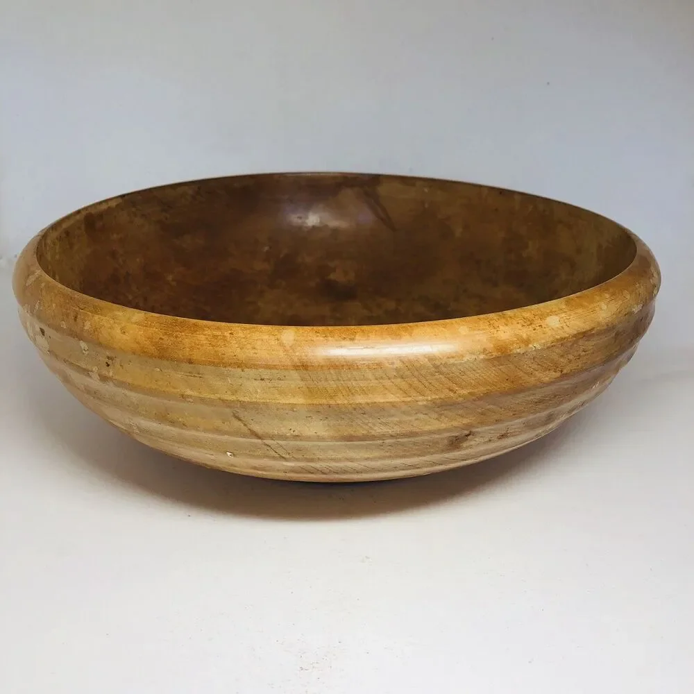 Antique Vintage Round Wooden Fruit / Salad / Dough Bowl, 11